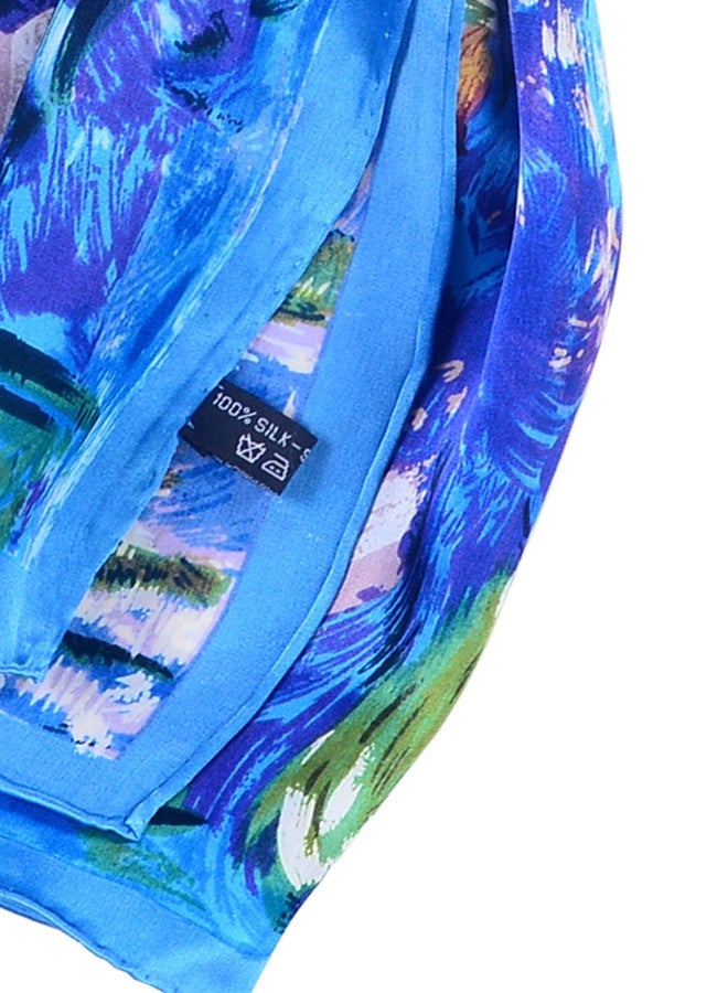 Salutto Women 100% Silk Scarves PaintedLotus Pond Scarf - Image 4